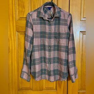 Women’s Sz Medium Aeropostale Pink and Gray Checkered Shirt NWT